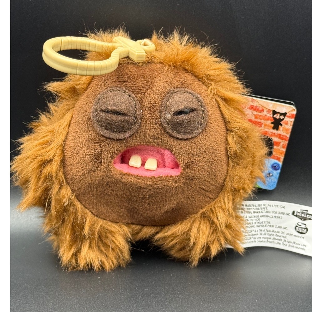 Fuggler Funny Ugly Monster Brown Fuzzy Clip On Plush Key Chain Spin Master Zuru